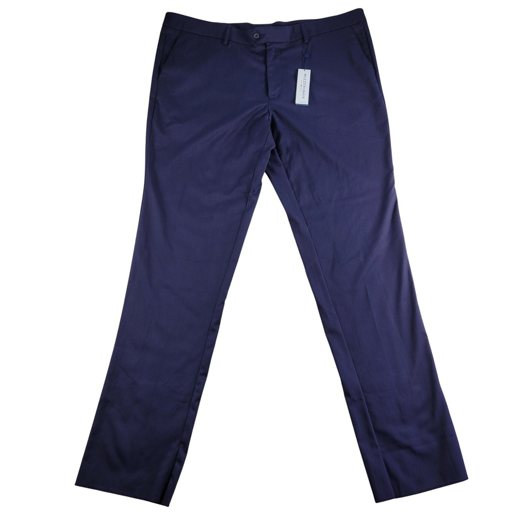 Mizzen+Main Dress Pants Men 40x36 (Unhemmed) Navy Blue Performance USA MADE NWT